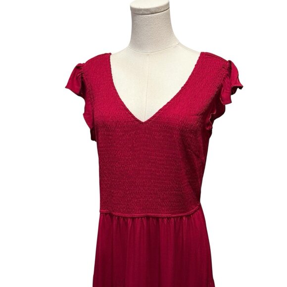 NWT PrettyGarden Summer Flowy Maxi Dress Cap Sleeve V-Neck Smocked Womens Large - Picture 6 of 13